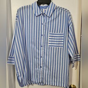 Joyspun 2pc Long Sleeve Top With Shorts Striped Pj Set M 8/10